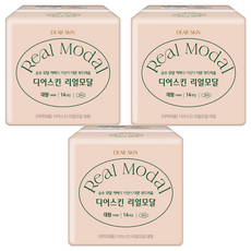 디어스킨 리얼모달 생리대 날개형, 대형, 14개입, 3개
