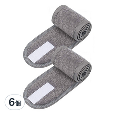 AHOYE 魔鬼氈可調式洗臉髮帶 灰色 6個 柔軟親膚