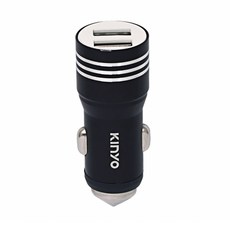 Kinyo 雙USB孔車用充電座 24 x 24 x 65mm 14.4g, CU-8073, 黑色