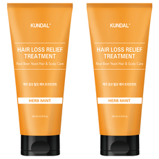 KUNDAL 昆黛爾 啤酒酵母強健髮根護髮素 草本薄荷款, 200ml, 2個