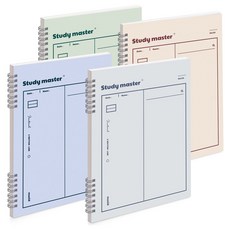 MUNID It spring粉彩2分隔線數學筆記本顏色 4種組, 柔和米色 + 灰色 + 天空藍 + 綠茶色, 1套