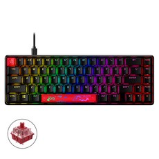 HyperX Alloy Origins 65 有線鍵盤紅色, AG4004, 無數字鍵盤, 黑色