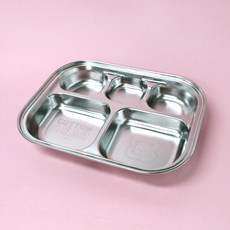 LE BARN 韓國產棉質小熊不鏽鋼5格餐盤, 混色, 1個