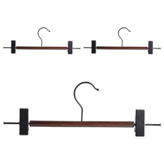 Craftsman In Storage 收納職人 北歐簡約無痕防滑可伸縮磨砂鐵藝木質褲夾 3個, 啞光黑, 1組