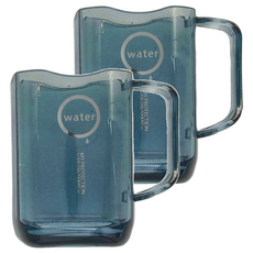 日本SP SAUCE可立牙刷 方型漱口杯 10.5 x 10 x 7.5cm 100g 380ml, 水藍色 + 灰色, 2個