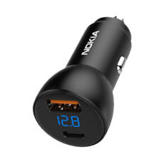 NOKIA PD+QC 雙孔液晶顯示 車用充電器 快速充電, P6102N