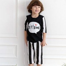 Maykids 孩童黑白風格印花7分褲內衣套裝