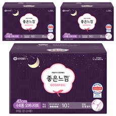 좋은느낌 오리지널 수퍼롱 오버나이트 생리대 패드형, 슈퍼롱, 10개입, 3개
