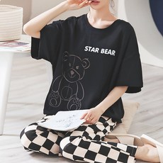 므뮤 여성용 봄여름 홈웨어 상하의 세트