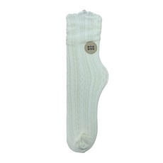 SCHÖN麻花紋鏤空堆堆襪-米白，柔軟舒適棉質，日系清新風格，透氣舒適不悶熱, 1雙