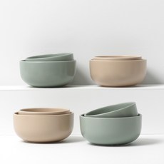 보울보울 레트로라인, 그린티라떼 + 카라멜베이지, 공기 4p +대접 4p, 1세트