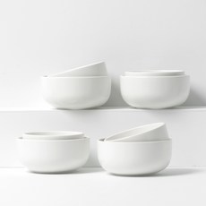 BOWLBOWL Retro Line餐碗組, 乳白色, 飯碗 4入+大碗 4入, 1組