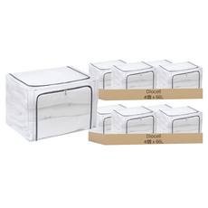 Diocell 透明PVC多用途可折疊棉被衣物雜貨收納箱, 灰色, 8個