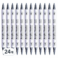 Touchfeel雙頭壓克力高光麥克筆, 24個, 銀色