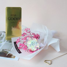 MORIANN 鮮花鐳射永生單支康乃馨花束 + 金條紅包袋, 粉紅色, 1套