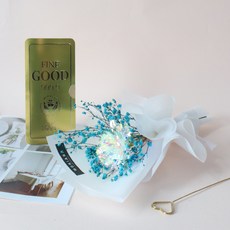 MORIANN 全息永生單支康乃馨花束 + 金條零用錢信封, 藍色, 1套