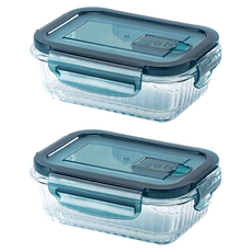 cook power 鍋寶 耐熱玻璃防滑保鮮盒 長方形 BVC-03001 300ml, 1個容器 + 1個蓋子, 2組