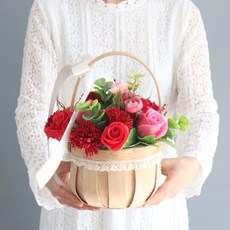 MORIANN 迷你康乃馨花籃, 紅色