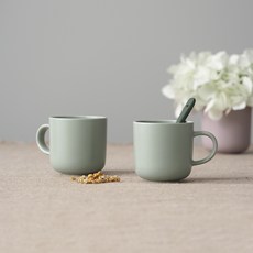 보울보울 국산 레트로라인 머그 320ml, 그린티라떼, 2개