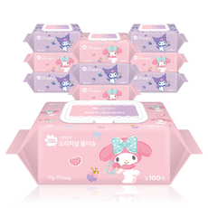 그린핑거 산리오 캐릭터즈 오리지널 물티슈 캡형, 100매, 10개