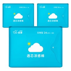 icon 愛康 透芯涼感衛生棉, 日用型(24cm), 8片, 3包
