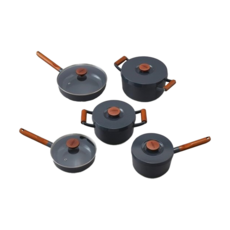 IRIS OHYAMA 愛麗思歐雅瑪 露歐頓IH不沾鍋具10件組, 深灰色, 1組