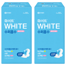화이트 수퍼흡수 생리대 날개형, 소형, 32개입, 2개