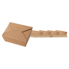 HJ 禾啟 內折牛皮紙方形餐盒 1號 四邊可撕底 11 x 8.9 x 6.3cm, 50個, 6組