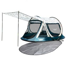 버팔로 유니크 프리미엄 원터치 텐트+ 익스텐션 캐노피 + 전용 그라운드 시트 세트, 블루, 5인용