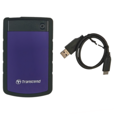 Transcend 創見 StoreJet 25H3 軍規防震2.5吋USB3.1行動硬碟，三層抗震設計，單鍵自動備份, 1TB, 迷幻紫