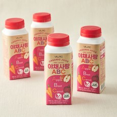 비락 유기농 야채사랑ABC, 180ml, 4개