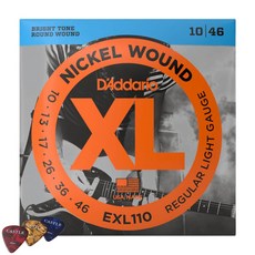 D'Addario 電吉他鎳弦 010-046 + Castle Peak 撥片3片, EXL110, 單一顏色, 1個