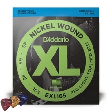 D'Addario 45 105 貝斯吉他弦 + Castle Pick 3入, EXL165, 單一顏色, 1個