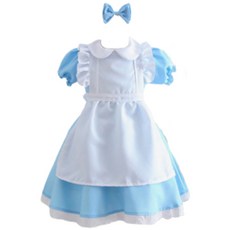 CANTAUNIVERSE 女款愛麗絲女僕裝角色扮演服連身裙 + 髮帶套組