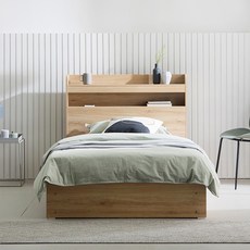 퍼리든 유니 LED 서랍 3단 수납침대 + 본넬 매트리스 방문설치, 오크