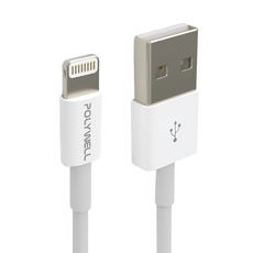 POLYWELL 寶利威爾 Type-A Lightning 3A充電線 蘋果iPhone適用, 50cm, 白色(PW15-W45-A160), 1條