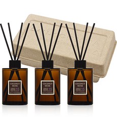 데일리콤마 엠버 에디션 디퓨저 200ml 3p + 블랙리드스틱 12p 세트, 코코넛머스크, 3개