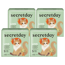 시크릿데이 러브 생리대 날개형, 소형, 18개입, 4개