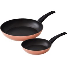 LocknLock 樂扣樂扣 IH爐適用Rosy Gold系列不沾塗層鍋具組, 平底鍋 20cm+平底鍋 28cm, 玫瑰金, 1組