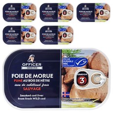 OFFICER 船長 煙燻鱈魚嫩肝, 富含Omega-3維生素A及D, 無糖無味精, 生酮和低碳飲食適用, 120g, 6罐