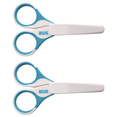 NUK 寶寶安全剪刀 圓頭設計 防滑手柄 附保護蓋, 2支, 藍色