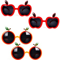PARTYSHOW 蘋果造型派對眼鏡 2入+橘子造型派對眼鏡 2入, 1組, 混色