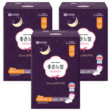 좋은느낌 오리지널 생리대 패드형, 오버나이트, 24개입, 3개