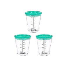 Bebelock 防漏儲存杯, 旋轉式上蓋 緊密蓋闔不外漏 附容量刻度設計 可堆疊 韓國製造, 薄荷綠, 240ml, 3個, 1組