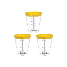 Bebelock 防漏儲存杯 旋轉式上蓋 附容量刻度 可堆疊, 芥末黃, 240ml, 3個, 1組