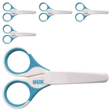 NUK 寶寶安全剪刀 圓頭設計 防滑手柄 附保護蓋, 5支, 藍色