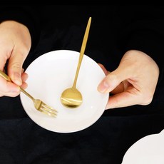 韓國製 Abella 霧面金色茶匙 + 茶叉組, 1套, 茶匙 + 茶叉