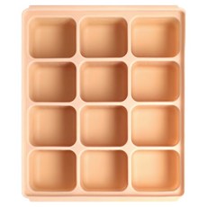 Petinube 韓國製造 矽膠多功能方塊副食品冷凍容器 12格, 540ml, 沙米色, 1個