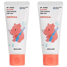 EICA LABS 高氟 紅犀牛 兒童牙膏 蘋果香 1450ppm, 60g, 2個
