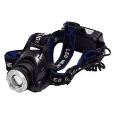 Kinyo USB充電式輕量鋁合金頭燈 LED-719, 黑色, 1個